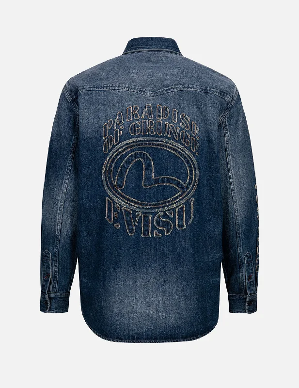 Men's Tailored Fit Checkered Casual Shirts in Multicolor for a Smart - Casual EnsembleGrunge Style Logo and Seagull Appliqué Relax Fit Denim Shirt Men's Tailored Fit Checkered Casual Shirts in Multicolor for a Smart - Casual EnsembleGrunge Style Logo and Seagull Appliqué Relax Fit Denim Shirt