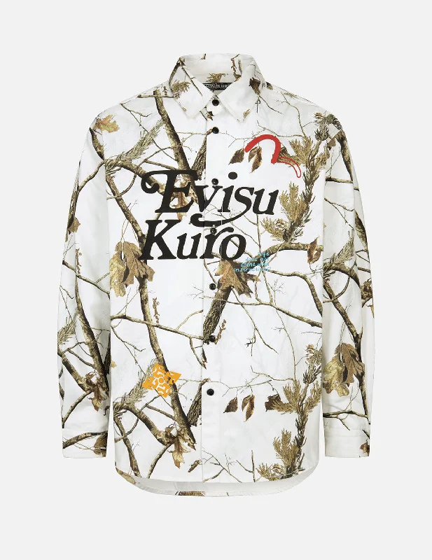 Men's Embroidered Detail Casual Shirts in Beige for a Touch of EleganceTree Camouflage Print Oversized Shirt Men's Embroidered Detail Casual Shirts in Beige for a Touch of EleganceTree Camouflage Print Oversized Shirt
