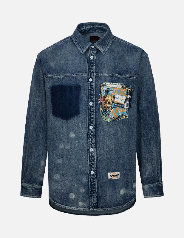 Men's Embroidered Detail Casual Shirts in Beige for a Touch of EleganceLucky Slot Machine and Daruma Print Relax Fit Denim Shirt Men's Embroidered Detail Casual Shirts in Beige for a Touch of EleganceLucky Slot Machine and Daruma Print Relax Fit Denim Shirt