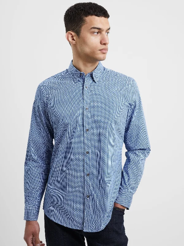 Men's Two - Tone Contrast Panel Casual Shirts in White and Navy for a Stylish and Eye - Catching DesignPremium Floral Long Sleeve Shirt Men's Two - Tone Contrast Panel Casual Shirts in White and Navy for a Stylish and Eye - Catching DesignPremium Floral Long Sleeve Shirt