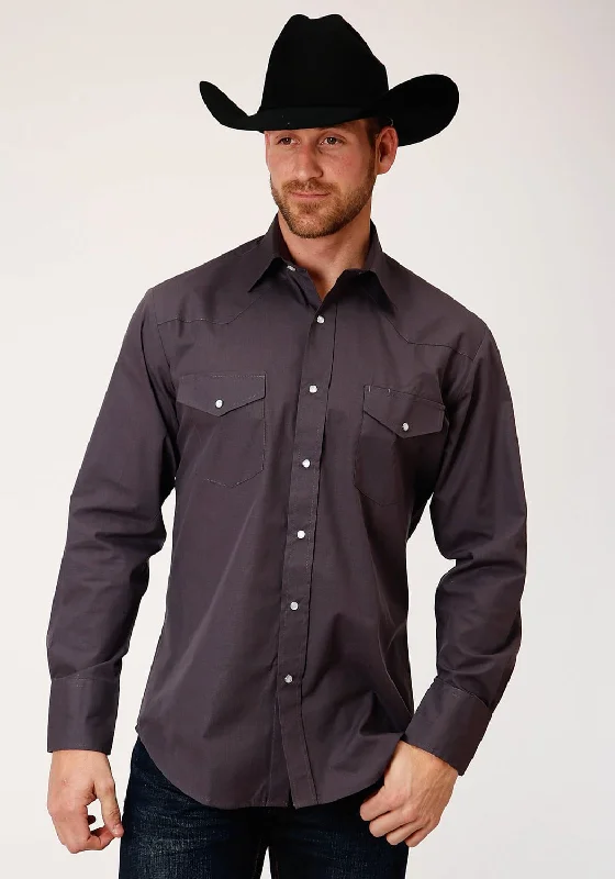 Men's Organic Cotton Casual Shirts with a Soft Handfeel for Everyday ComfortRoper Mens Grey Cotton Blend Slubby Tone L/S Tall Shirt Men's Organic Cotton Casual Shirts with a Soft Handfeel for Everyday ComfortRoper Mens Grey Cotton Blend Slubby Tone L/S Tall Shirt
