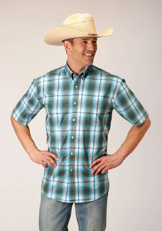 Men's Sustainable Recycled Material Casual Shirts for Eco - Conscious ConsumersRoper Mens 1555 Meadow Plaid Green 100% Cotton 1 Pkt S/S Shirt Men's Sustainable Recycled Material Casual Shirts for Eco - Conscious ConsumersRoper Mens 1555 Meadow Plaid Green 100% Cotton 1 Pkt S/S Shirt