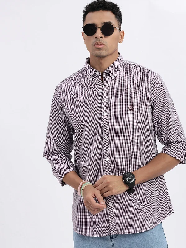Men's Tailored Fit Checkered Casual Shirts in Multicolor for a Smart - Casual EnsembleMen Purple Checked Slim Fit Shirt Men's Tailored Fit Checkered Casual Shirts in Multicolor for a Smart - Casual EnsembleMen Purple Checked Slim Fit Shirt