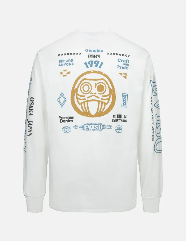 Men's Retro - Style Hawaiian Print Casual Shirts in Bold Patterns for a Tropical VacationDaruma and Logo Print Fashion Fit Long-Sleeve T-Shirt Men's Retro - Style Hawaiian Print Casual Shirts in Bold Patterns for a Tropical VacationDaruma and Logo Print Fashion Fit Long-Sleeve T-Shirt