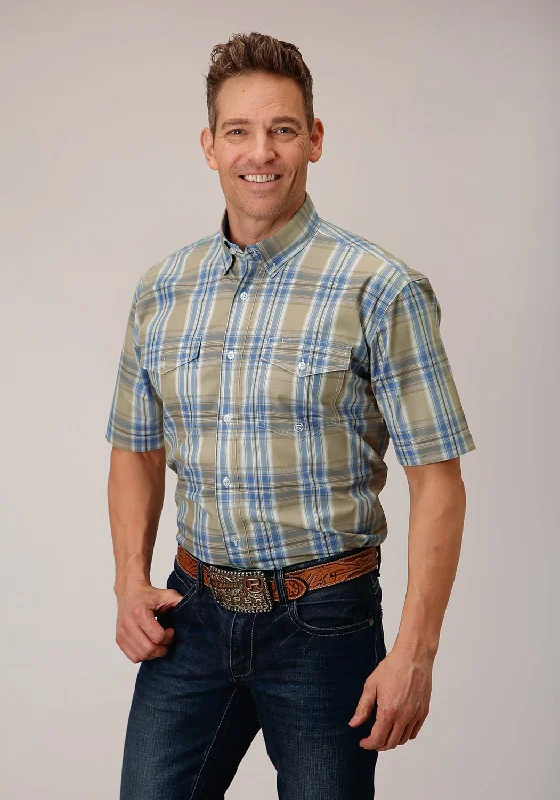 Men's Shearling - Lined Collar Casual Shirts in Brown for a Rustic and Warm AppealRoper Mens 1552 Sandy Plaid Tan 100% Cotton Btn S/S Shirt Men's Shearling - Lined Collar Casual Shirts in Brown for a Rustic and Warm AppealRoper Mens 1552 Sandy Plaid Tan 100% Cotton Btn S/S Shirt