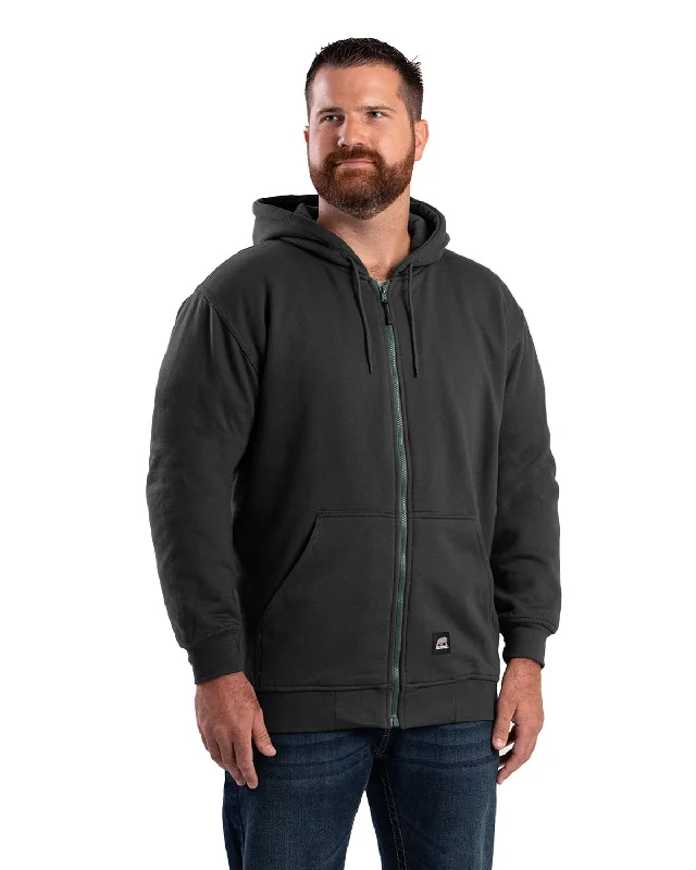 Men's Organic Cotton Casual Shirts with a Soft Handfeel for Everyday ComfortBerne Apparel Mens Heritage Thermal-Lined Zip Black Cotton Blend Hoodie