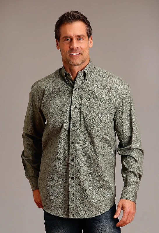 Men's Button - Down Oxford Casual Shirts in Crisp White for a Classic and Versatile StyleStetson Mens Tonal Tile Green 100% Cotton L/S Shirt Men's Button - Down Oxford Casual Shirts in Crisp White for a Classic and Versatile StyleStetson Mens Tonal Tile Green 100% Cotton L/S Shirt