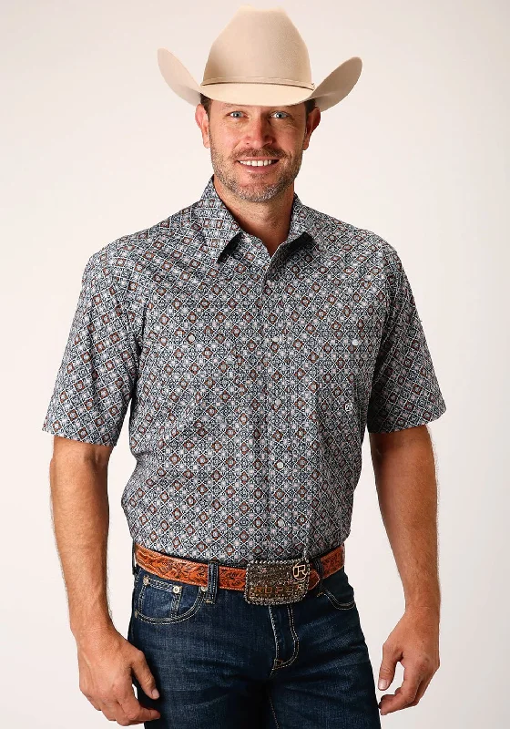 Men's Thermal - Lined Casual Shirts in Black for Added Warmth in Cold WeatherRoper Mens 1452 Silver Foulard Grey 100% Cotton Tall S/S Shirt Men's Thermal - Lined Casual Shirts in Black for Added Warmth in Cold WeatherRoper Mens 1452 Silver Foulard Grey 100% Cotton Tall S/S Shirt