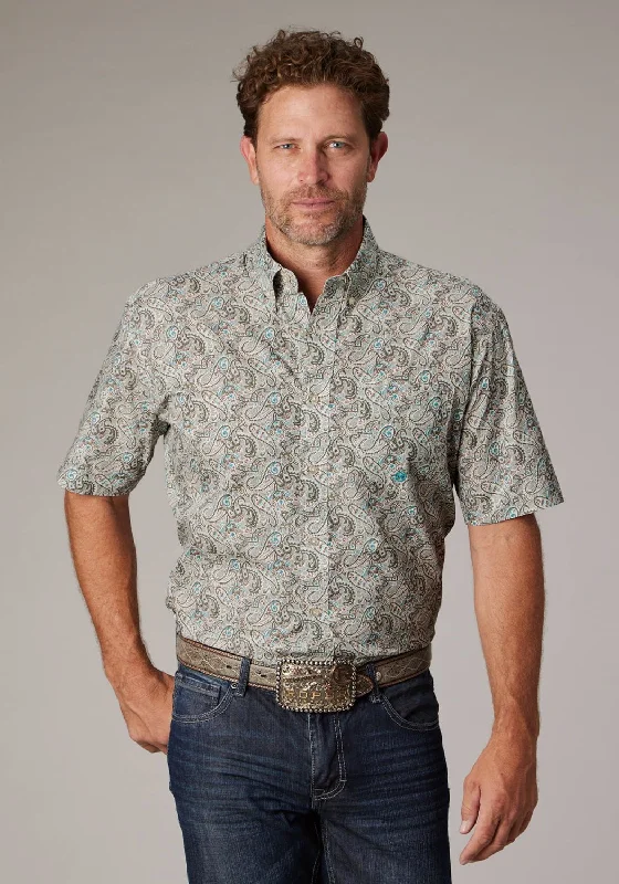 Men's Moisture - Wicking Performance Fabric Casual Shirts for Outdoor ActivitiesRoper Mens Sand Dune Paisley Brown 100% Cotton 1 Pkt S/S Shirt Men's Moisture - Wicking Performance Fabric Casual Shirts for Outdoor ActivitiesRoper Mens Sand Dune Paisley Brown 100% Cotton 1 Pkt S/S Shirt