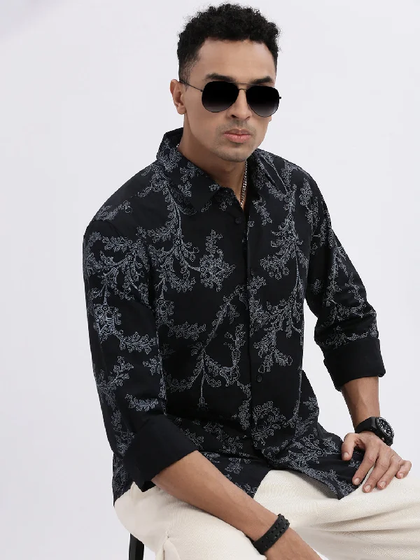 Men's Shearling - Lined Collar Casual Shirts in Brown for a Rustic and Warm AppealMen Black Floral Slim Fit Shirt Men's Shearling - Lined Collar Casual Shirts in Brown for a Rustic and Warm AppealMen Black Floral Slim Fit Shirt