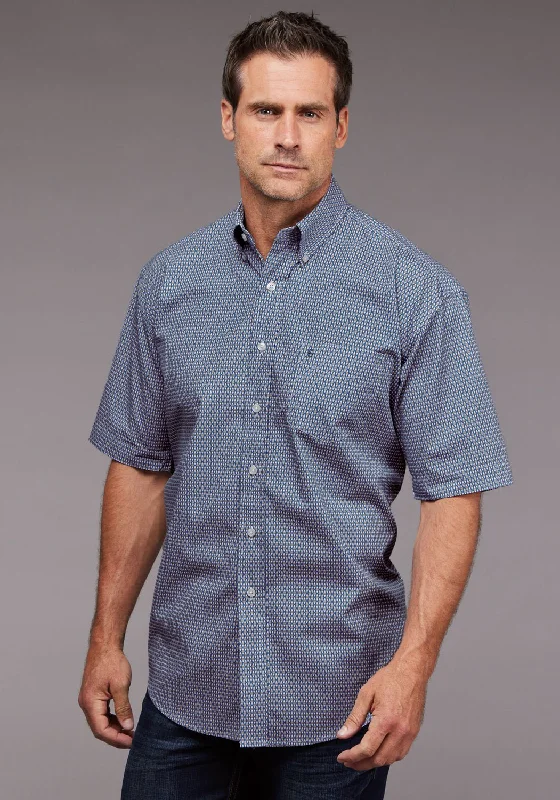 Men's Distressed Denim Casual Shirts with Frayed Edges for a Trendy and Rugged LookStetson Mens Diamond Neat Blue 100% Cotton 1 Pkt S/S Shirt Men's Distressed Denim Casual Shirts with Frayed Edges for a Trendy and Rugged LookStetson Mens Diamond Neat Blue 100% Cotton 1 Pkt S/S Shirt