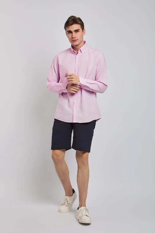 Men's Short - Sleeve Linen Casual Shirts in Light Khaki for a Breathable Summer OptionMen Shirt Regular Fit Oxford Cotton Pink Men's Short - Sleeve Linen Casual Shirts in Light Khaki for a Breathable Summer OptionMen Shirt Regular Fit Oxford Cotton Pink