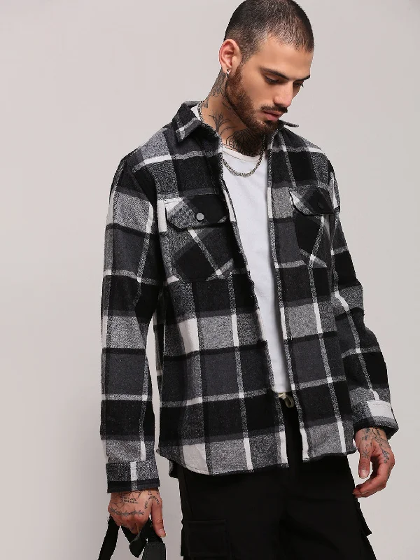 Men's Tailored Fit Checkered Casual Shirts in Multicolor for a Smart - Casual EnsembleMen Black Checked Shacket Men's Tailored Fit Checkered Casual Shirts in Multicolor for a Smart - Casual EnsembleMen Black Checked Shacket