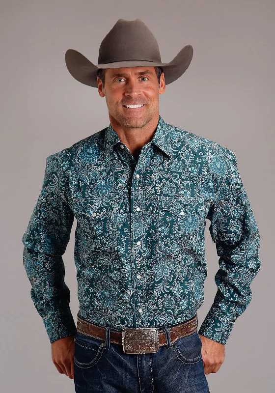 Men's Long - Line Oversized Casual Shirts in Dark Gray for a Relaxed and Modern LookStetson Mens Forest Paisley Green 100% Cotton L/S Shirt Men's Long - Line Oversized Casual Shirts in Dark Gray for a Relaxed and Modern LookStetson Mens Forest Paisley Green 100% Cotton L/S Shirt