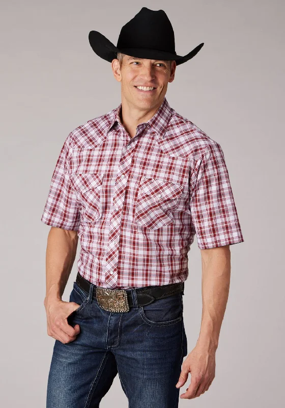 Men's Embroidered Detail Casual Shirts in Beige for a Touch of EleganceRoper Mens 2058 Plaid Red/White Cotton Blend S/S Shirt Men's Embroidered Detail Casual Shirts in Beige for a Touch of EleganceRoper Mens 2058 Plaid Red/White Cotton Blend S/S Shirt