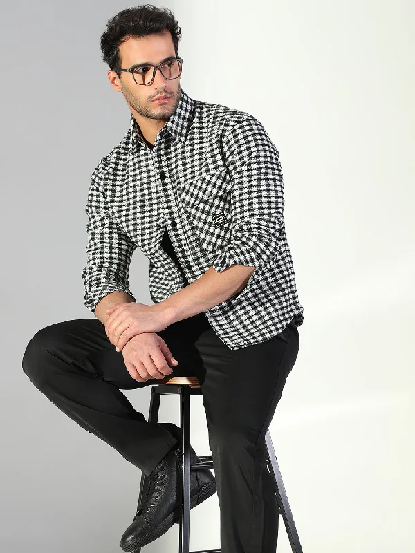 Men's Moisture - Wicking Performance Fabric Casual Shirts for Outdoor ActivitiesMen Checked Black Shacket Men's Moisture - Wicking Performance Fabric Casual Shirts for Outdoor ActivitiesMen Checked Black Shacket