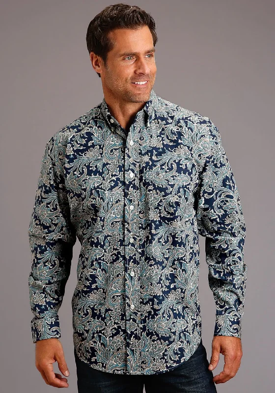 Men's Tailored Fit Checkered Casual Shirts in Multicolor for a Smart - Casual EnsembleStetson Mens Blue 100% Cotton Deep Marine Paisley BD L/S 1 Pocket Shirt Men's Tailored Fit Checkered Casual Shirts in Multicolor for a Smart - Casual EnsembleStetson Mens Blue 100% Cotton Deep Marine Paisley BD L/S 1 Pocket Shirt