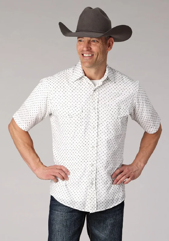 Men's Long - Line Oversized Casual Shirts in Dark Gray for a Relaxed and Modern LookRoper Mens 2065 Mini Floral White Cotton Blend S/S Shirt Men's Long - Line Oversized Casual Shirts in Dark Gray for a Relaxed and Modern LookRoper Mens 2065 Mini Floral White Cotton Blend S/S Shirt