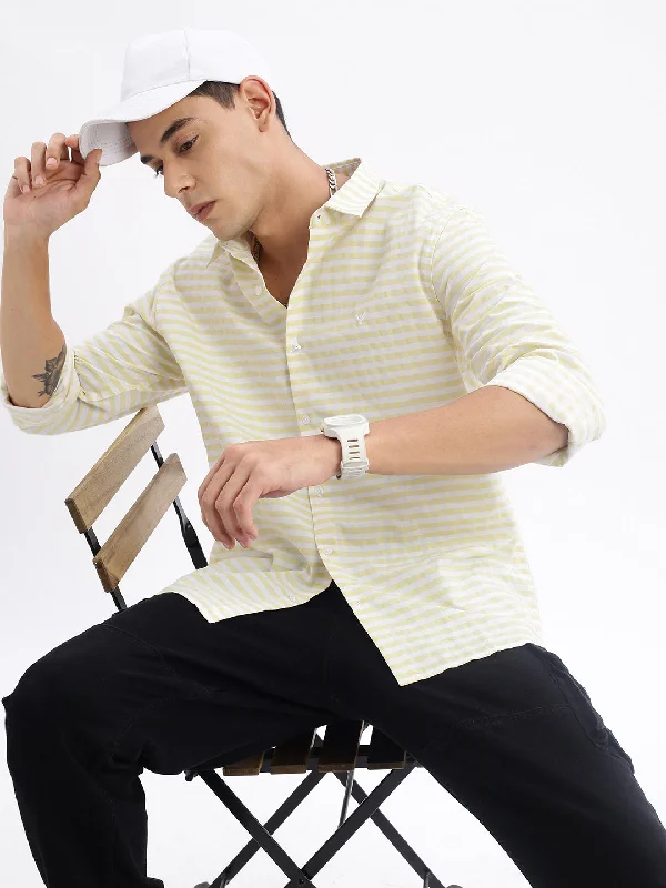 Men's Linen Blend Casual Shirts with Roll - Up Sleeves for a Summer Beach LookMen Spread Collar Checked Slim Fit Yellow Shirt Men's Linen Blend Casual Shirts with Roll - Up Sleeves for a Summer Beach LookMen Spread Collar Checked Slim Fit Yellow Shirt