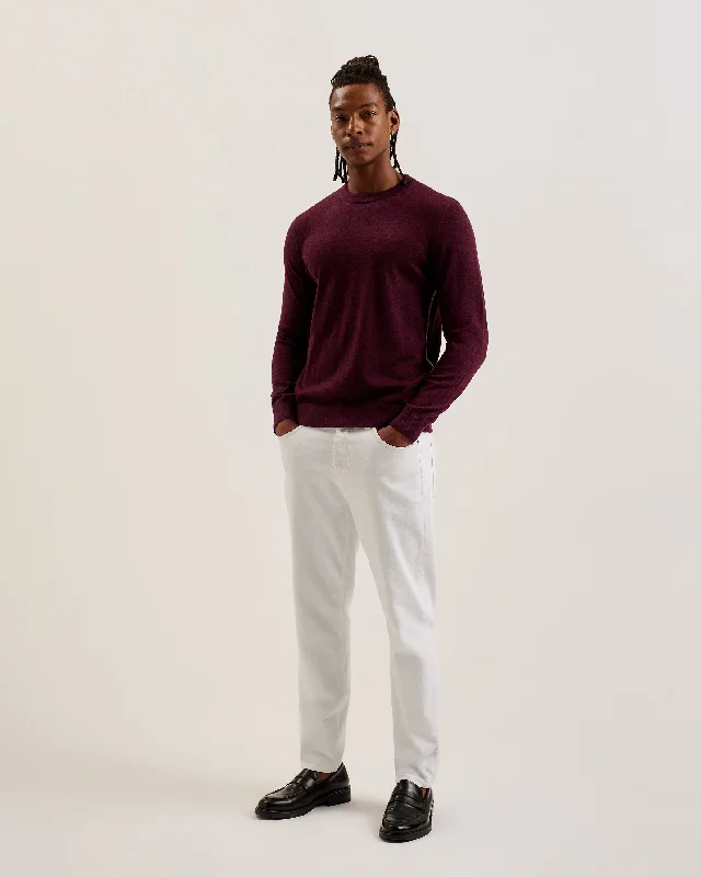 Men's Distressed Denim Casual Shirts with Frayed Edges for a Trendy and Rugged LookLiblo Merino Branded Crew Neck Maroon Men's Distressed Denim Casual Shirts with Frayed Edges for a Trendy and Rugged LookLiblo Merino Branded Crew Neck Maroon