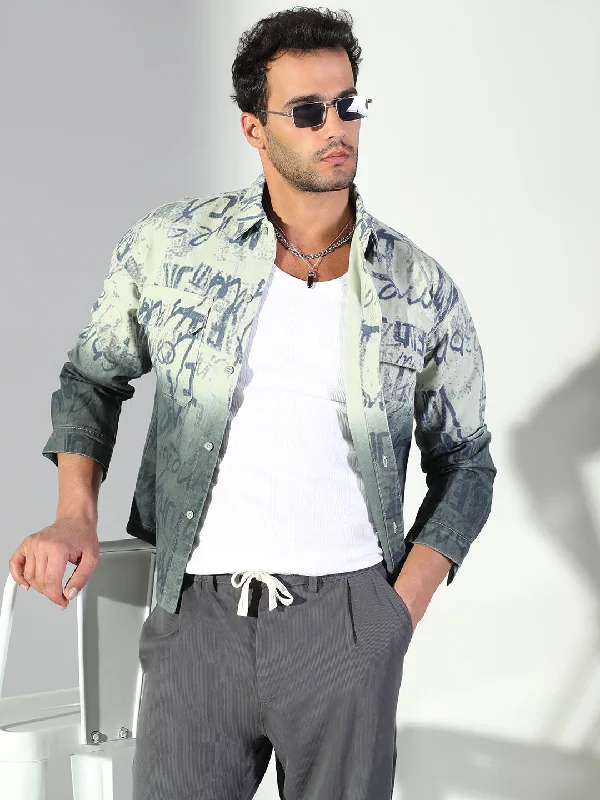 Men's Long - Line Oversized Casual Shirts in Dark Gray for a Relaxed and Modern LookMen Typography Green Shacket Men's Long - Line Oversized Casual Shirts in Dark Gray for a Relaxed and Modern LookMen Typography Green Shacket