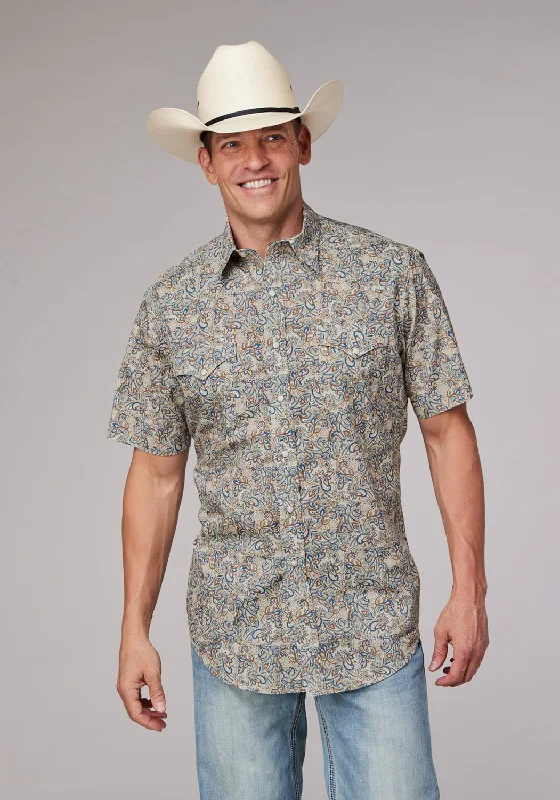 Men's Short - Sleeve Linen Casual Shirts in Light Khaki for a Breathable Summer OptionRoper Mens Sketchy Paisley Brown 100% Cotton S/S Shirt Men's Short - Sleeve Linen Casual Shirts in Light Khaki for a Breathable Summer OptionRoper Mens Sketchy Paisley Brown 100% Cotton S/S Shirt
