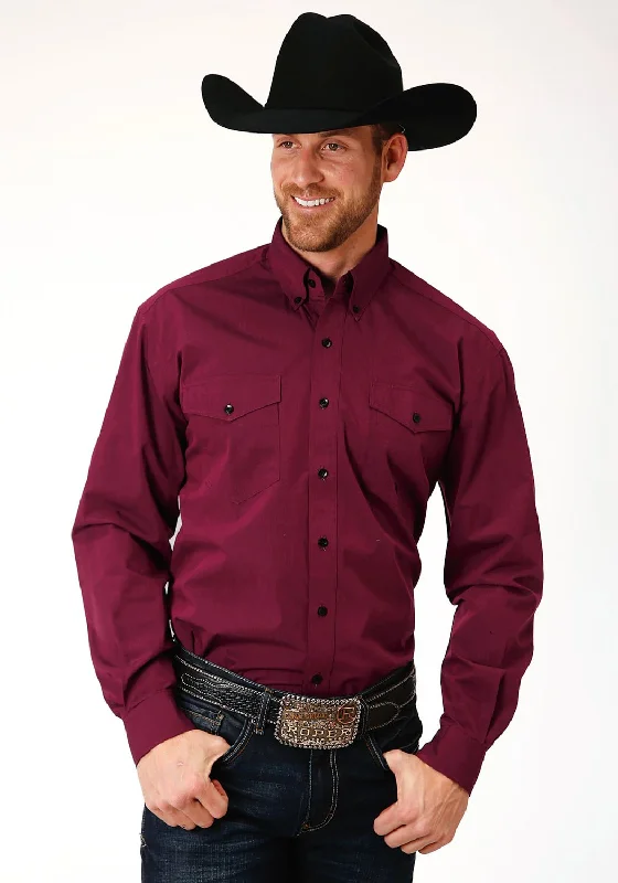 Men's Graphic - Printed Casual Shirts with Pop - Culture References for a Fun and Stylish LookRoper Mens Wine 100% Cotton Black Fill BD L/S Btn Shirt Men's Graphic - Printed Casual Shirts with Pop - Culture References for a Fun and Stylish LookRoper Mens Wine 100% Cotton Black Fill BD L/S Btn Shirt