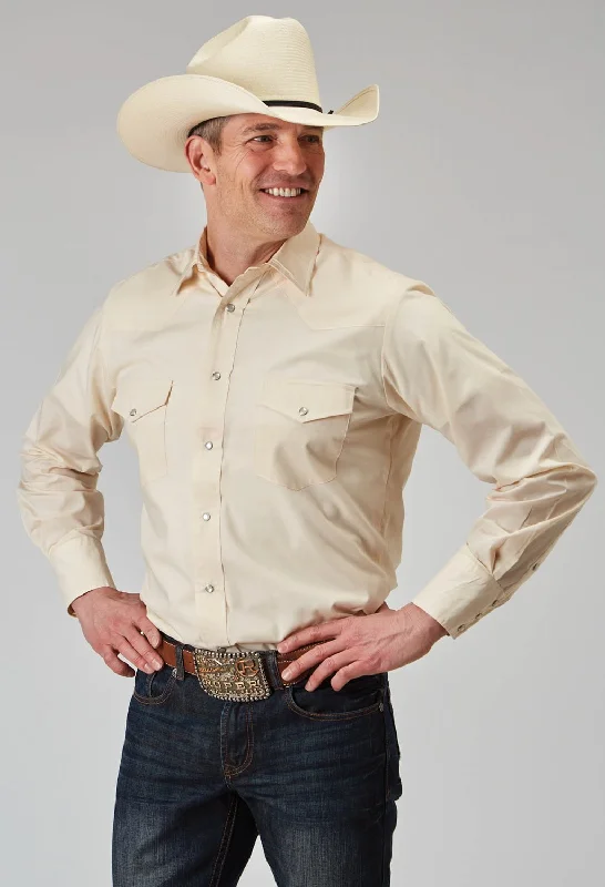 Men's Slim - Fit Printed Floral Casual Shirts in Pastel Colors for a Spring - Inspired VibeRoper Mens Solid Broadcloth Warm Ecru Cotton Blend L/S Shirt Men's Slim - Fit Printed Floral Casual Shirts in Pastel Colors for a Spring - Inspired VibeRoper Mens Solid Broadcloth Warm Ecru Cotton Blend L/S Shirt