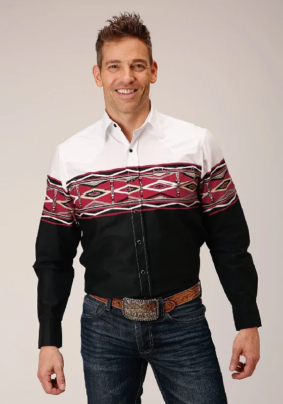 Men's Retro - Style Hawaiian Print Casual Shirts in Bold Patterns for a Tropical VacationRoper Mens Tribal Border Vintage Black 100% Cotton L/S Shirt Men's Retro - Style Hawaiian Print Casual Shirts in Bold Patterns for a Tropical VacationRoper Mens Tribal Border Vintage Black 100% Cotton L/S Shirt