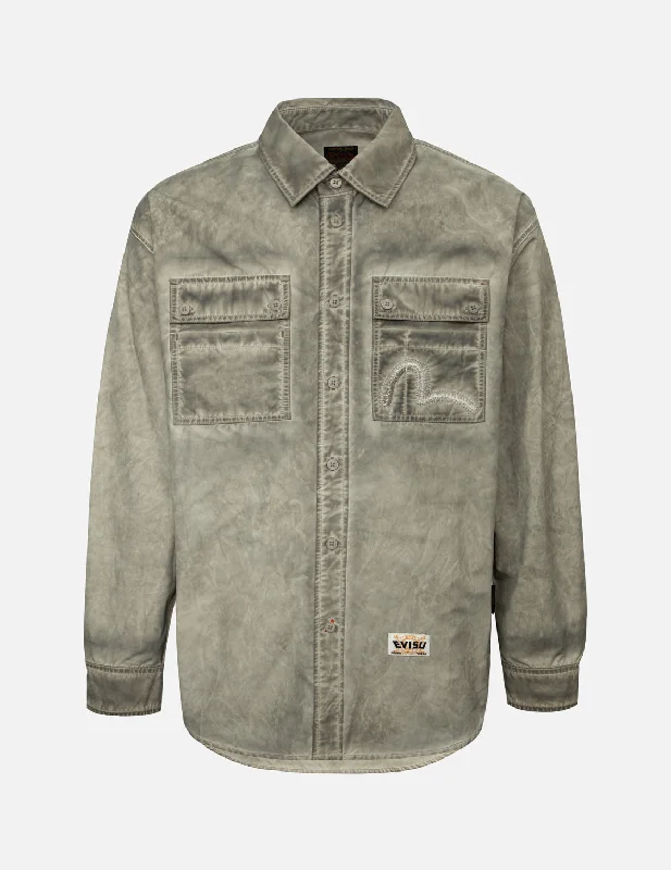 Men's Wrinkle - Resistant Polyester Blend Casual Shirts for Easy Travel and MaintenanceWashed Seagull Embroidery Loose Fit Shirt Men's Wrinkle - Resistant Polyester Blend Casual Shirts for Easy Travel and MaintenanceWashed Seagull Embroidery Loose Fit Shirt