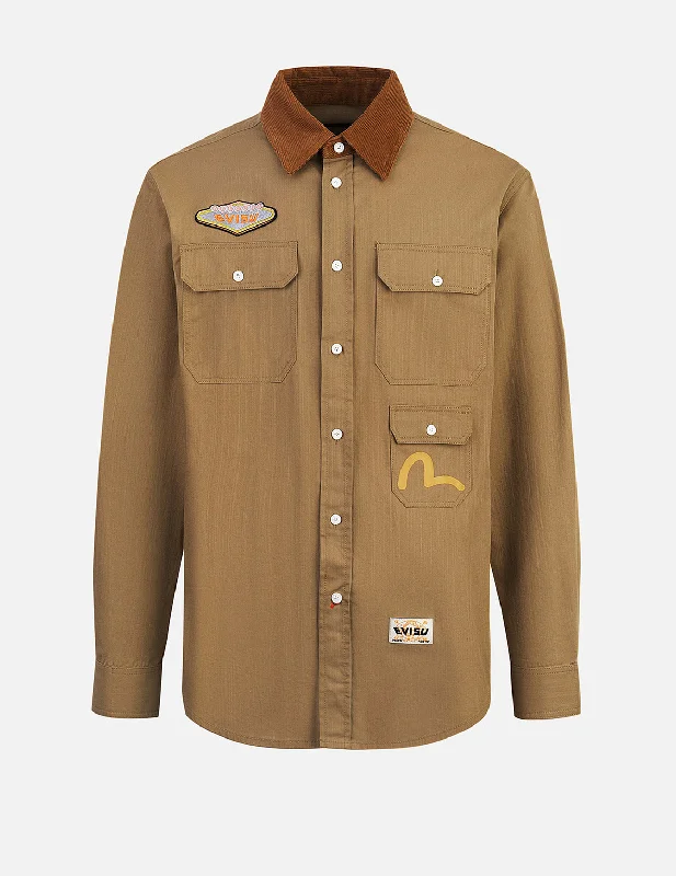 Men's Sustainable Recycled Material Casual Shirts for Eco - Conscious ConsumersLogo Embroidery and Multi-Pocket Relax Fit Long Sleeve Shirt Men's Sustainable Recycled Material Casual Shirts for Eco - Conscious ConsumersLogo Embroidery and Multi-Pocket Relax Fit Long Sleeve Shirt