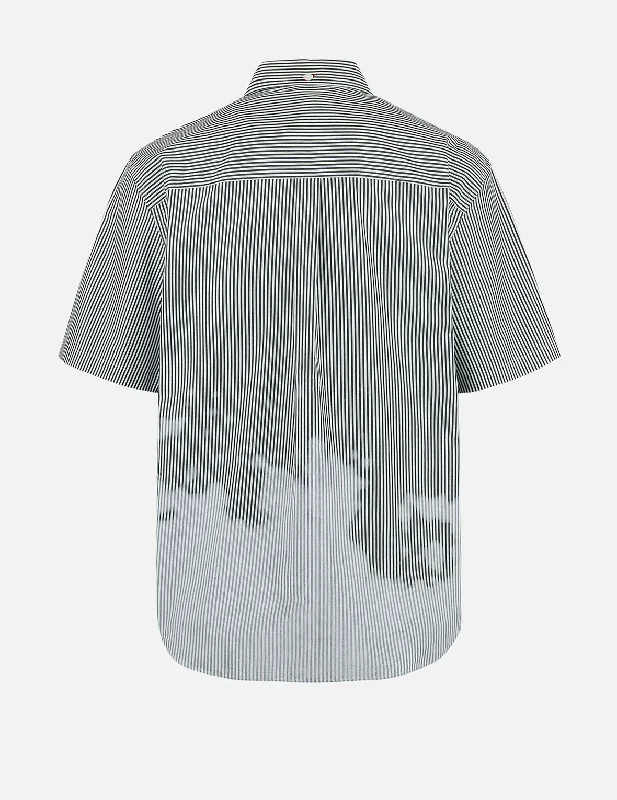 Men's Linen Blend Casual Shirts with Roll - Up Sleeves for a Summer Beach LookTwo-tone Striped Oversized Short-sleeve Shirt Men's Linen Blend Casual Shirts with Roll - Up Sleeves for a Summer Beach LookTwo-tone Striped Oversized Short-sleeve Shirt