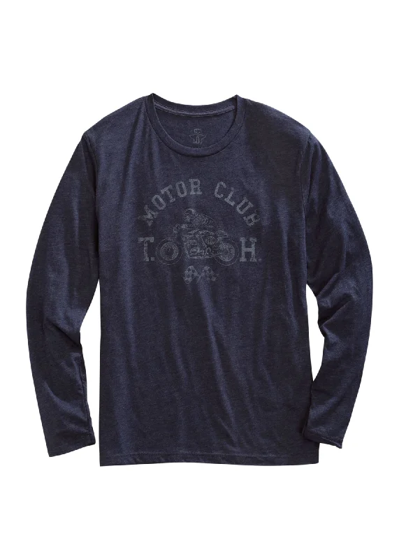 Men's Long - Line Oversized Casual Shirts in Dark Gray for a Relaxed and Modern LookTin Haul Mens Blue Cotton Blend Motor Club L/S T-Shirt Men's Long - Line Oversized Casual Shirts in Dark Gray for a Relaxed and Modern LookTin Haul Mens Blue Cotton Blend Motor Club L/S T-Shirt
