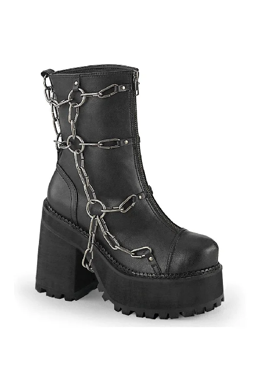 ASSAULT-66 Ankle Boot | Black Faux Leather