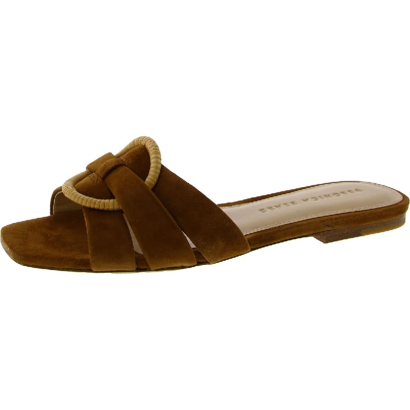 Madeira Womens Faux Suede Slip On Slide Sandals