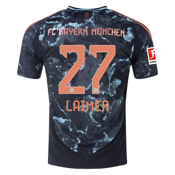 Men's Authentic Soccer Jerseys of National Teams for International Football Eventsadidas Bayern Munich Konrad Laimer Away Jersey w/ Bundesliga Patch 24/25 (Black/Copper/Blue) Men's Authentic Soccer Jerseys of National Teams for International Football Eventsadidas Bayern Munich Konrad Laimer Away Jersey w/ Bundesliga Patch 24/25 (Black/Copper/Blue)