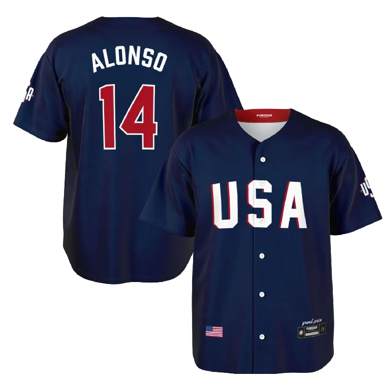 Men's Throwback Rugby Jerseys of Historic Matches and Teams for Rugby History BuffsAlonso - USA GP Jersey Men's Throwback Rugby Jerseys of Historic Matches and Teams for Rugby History BuffsAlonso - USA GP Jersey