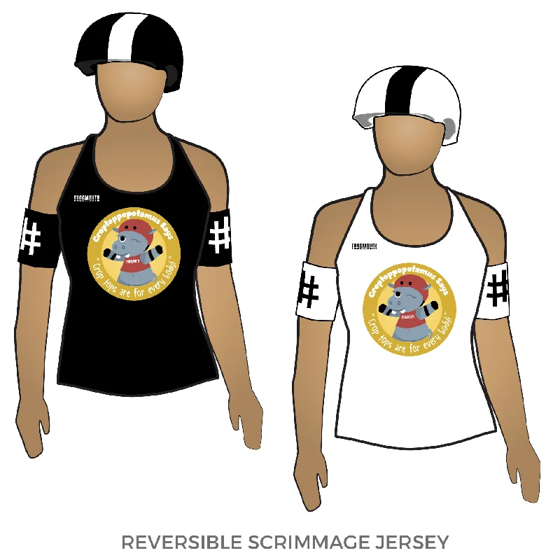 Men's Sustainable Organic Cotton Rugby Jerseys for Eco - Conscious Sports EnthusiastsKawaii Roller Derby Croptoppopotamus: Reversible Scrimmage Jersey (White Ash / Black Ash) Men's Sustainable Organic Cotton Rugby Jerseys for Eco - Conscious Sports EnthusiastsKawaii Roller Derby Croptoppopotamus: Reversible Scrimmage Jersey (White Ash / Black Ash)