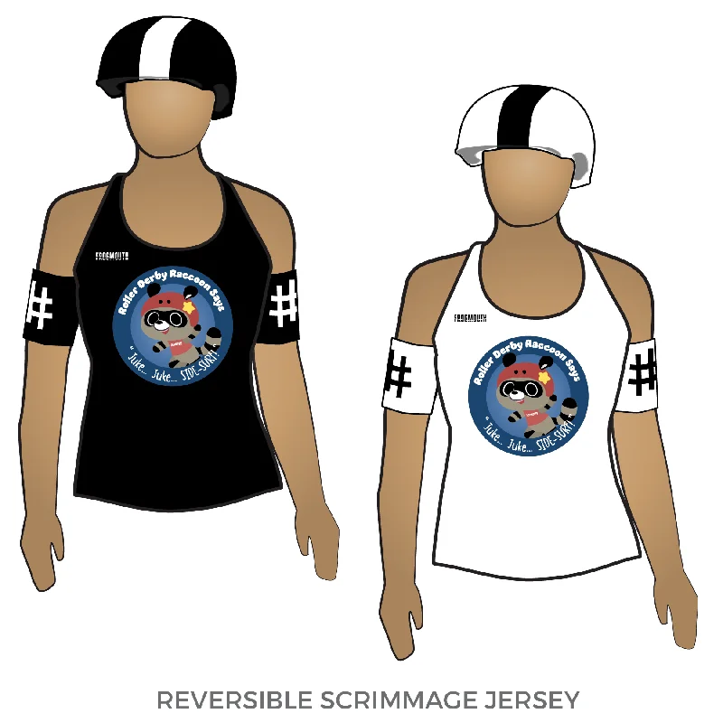 Men's Breathable Polyester Running Jerseys in Bright Neon Colors for High - Visibility WorkoutsKawaii Roller Derby Raccoon: Reversible Scrimmage Jersey (White Ash / Black Ash)