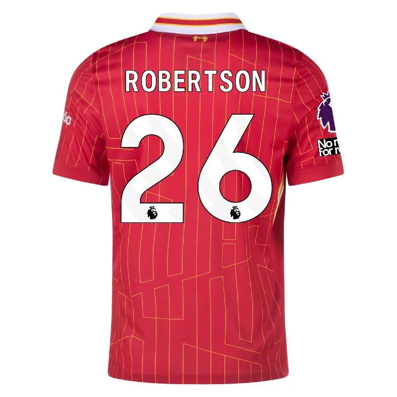 Men's Throwback Tennis Jerseys Inspired by Iconic Matches and PlayersNike Liverpool Andrew Robertson Home Jersey w/ EPL + No Room For Racism Patches 24/25 (Gym Red/Chrome Yellow) Men's Throwback Tennis Jerseys Inspired by Iconic Matches and PlayersNike Liverpool Andrew Robertson Home Jersey w/ EPL + No Room For Racism Patches 24/25 (Gym Red/Chrome Yellow)