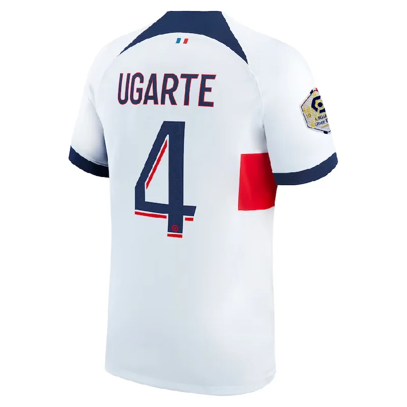 Men's Authentic Soccer Jerseys of National Teams for International Football EventsNike Paris Saint-Germain Manuel Ugarte Away Jersey w/ Ligue 1 Patch 23/24 (White/Midnight Navy) Men's Authentic Soccer Jerseys of National Teams for International Football EventsNike Paris Saint-Germain Manuel Ugarte Away Jersey w/ Ligue 1 Patch 23/24 (White/Midnight Navy)