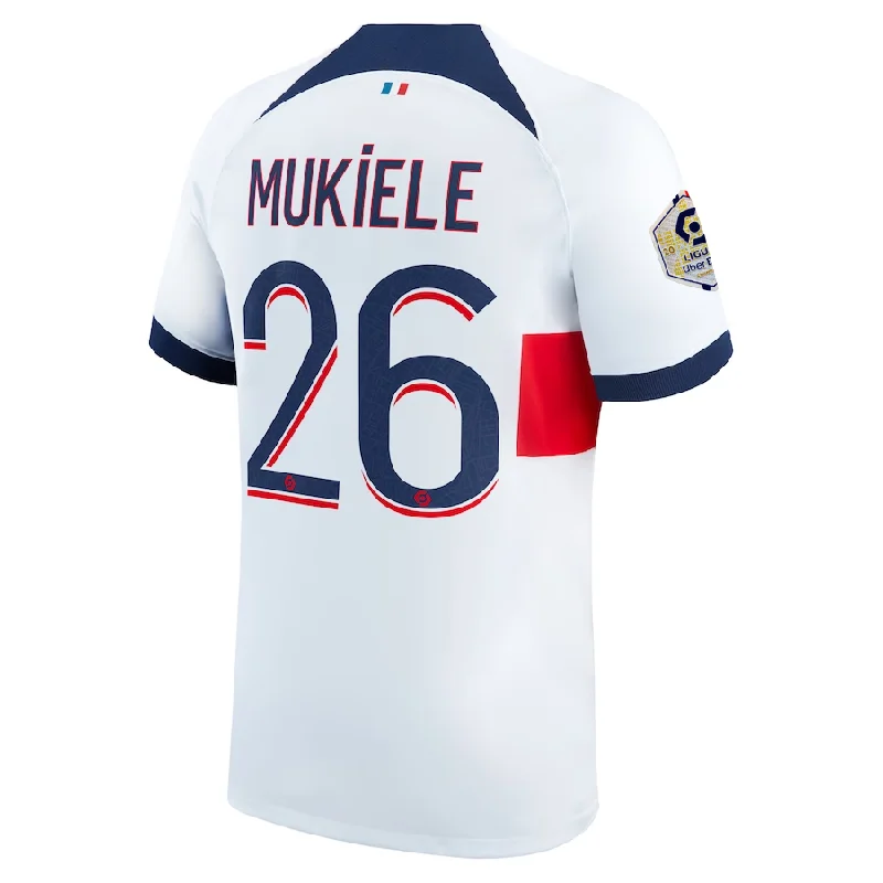 Men's Moisture - Wicking Lacrosse Jerseys with Mesh Panels for Optimal Performance on the FieldNike Paris Saint-Germain Nordi Mukiele Away Jersey w/ Ligue 1 Patch 23/24 (White/Midnight Navy)