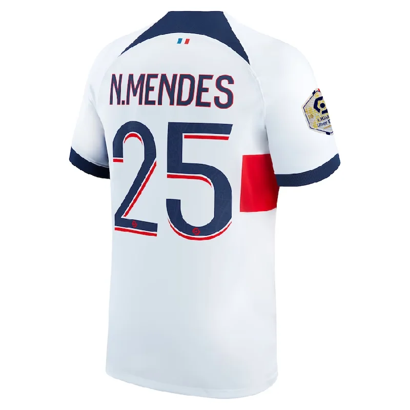 Men's Retro Hockey Jerseys with Classic Stripes and Logos for a Nostalgic Hockey AestheticNike Paris Saint-Germain Nuno Mendes Away Jersey w/ Ligue 1 Patch 23/24 (White/Midnight Navy) Men's Retro Hockey Jerseys with Classic Stripes and Logos for a Nostalgic Hockey AestheticNike Paris Saint-Germain Nuno Mendes Away Jersey w/ Ligue 1 Patch 23/24 (White/Midnight Navy)