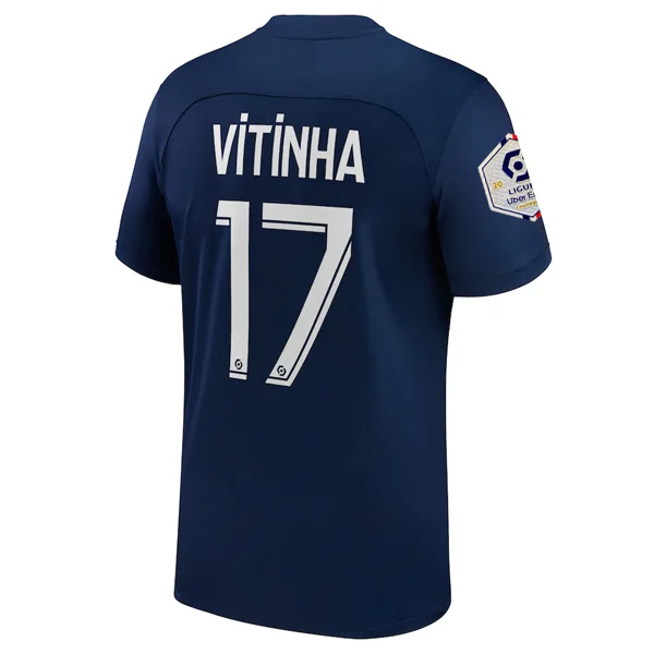 Men's Limited - Release American Football Jerseys of Rookie Stars for Early Adopters and FansNike Paris Saint-Germain Vitinha Home Jersey w/ Ligue 1 Champion Patch 22/23 (Midnight Navy/White)