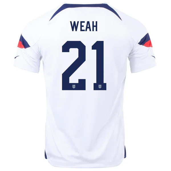 Men's Sustainable Organic Cotton Rugby Jerseys for Eco - Conscious Sports EnthusiastsNike United States Timothy Weah Home Jersey 22/23 (White/Loyal Blue) Men's Sustainable Organic Cotton Rugby Jerseys for Eco - Conscious Sports EnthusiastsNike United States Timothy Weah Home Jersey 22/23 (White/Loyal Blue)