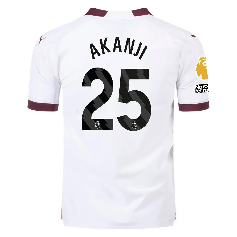 Men's Custom - Printed Baseball Jerseys with Player Names and Numbers for Personalized StylePuma Manchester City Authentic Akanji Away Jersey w/ EPL + No Room For Racism + Club World Cup Patches 23/24 (Puma White/Aubergine) Men's Custom - Printed Baseball Jerseys with Player Names and Numbers for Personalized StylePuma Manchester City Authentic Akanji Away Jersey w/ EPL + No Room For Racism + Club World Cup Patches 23/24 (Puma White/Aubergine)