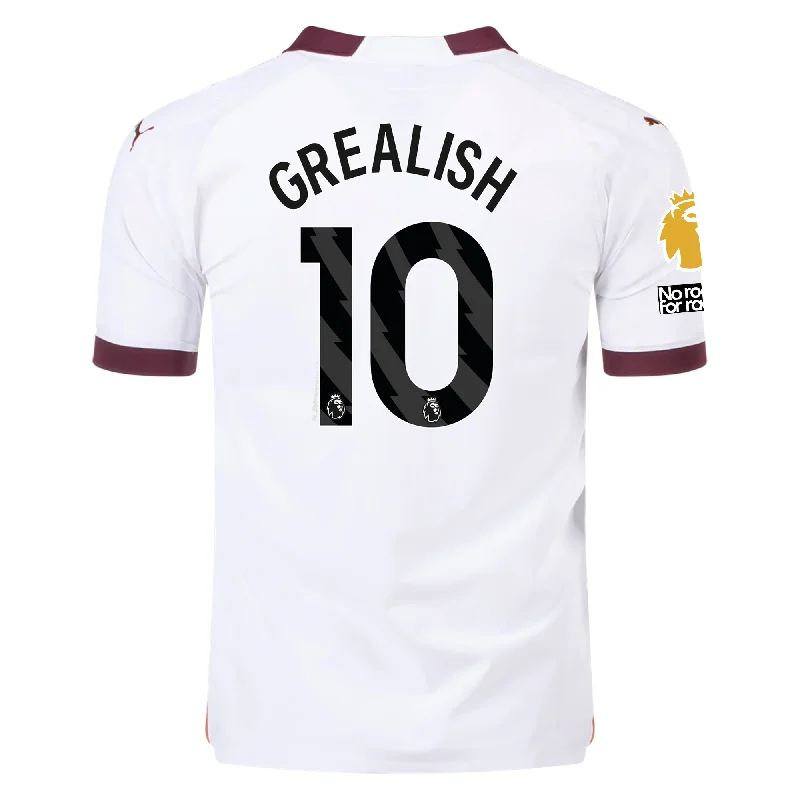 Men's Replica Hockey Jerseys of Star Players for Devoted Ice Hockey SupportersPuma Manchester City Authentic Jack Grealish Away Jersey w/ EPL + No Room For Racism + Club World Cup Patches 23/24 (Puma White/Aubergine) Men's Replica Hockey Jerseys of Star Players for Devoted Ice Hockey SupportersPuma Manchester City Authentic Jack Grealish Away Jersey w/ EPL + No Room For Racism + Club World Cup Patches 23/24 (Puma White/Aubergine)