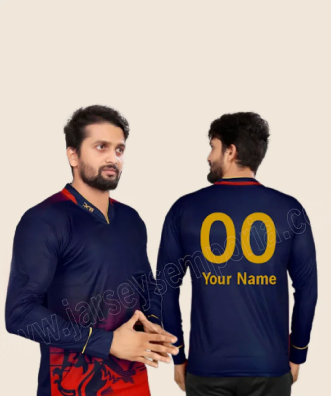 Men's Sustainable Organic Cotton Rugby Jerseys for Eco - Conscious Sports EnthusiastsIPL RCB Full Sleeve Jersey official Fan Edition 2023 Men's Sustainable Organic Cotton Rugby Jerseys for Eco - Conscious Sports EnthusiastsIPL RCB Full Sleeve Jersey official Fan Edition 2023