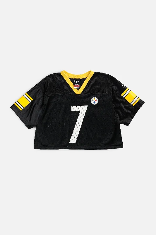 Men's Breathable Polyester Running Jerseys in Bright Neon Colors for High - Visibility WorkoutsRework Crop Pittsburgh Steelers NFL Jersey - M Men's Breathable Polyester Running Jerseys in Bright Neon Colors for High - Visibility WorkoutsRework Crop Pittsburgh Steelers NFL Jersey - M