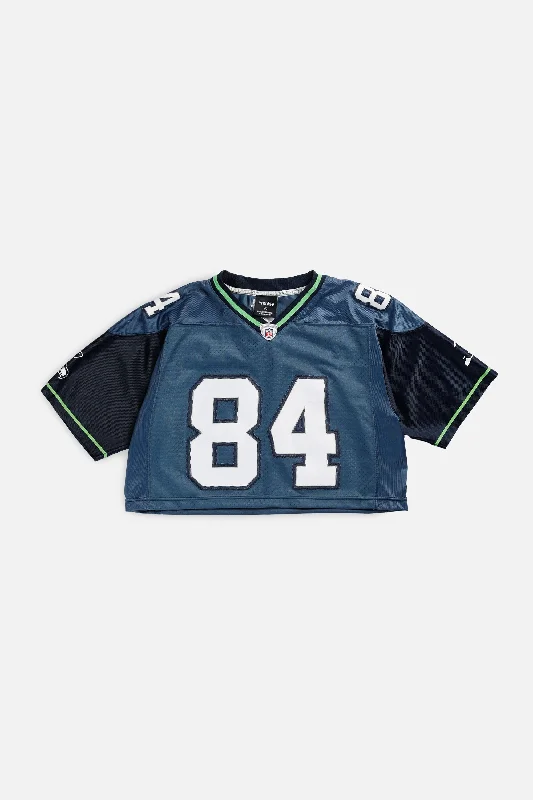 Men's Vintage American Football Jerseys of Legendary Teams for Collectors and FansRework Crop Seattle Seahawks NFL Jersey - S Men's Vintage American Football Jerseys of Legendary Teams for Collectors and FansRework Crop Seattle Seahawks NFL Jersey - S